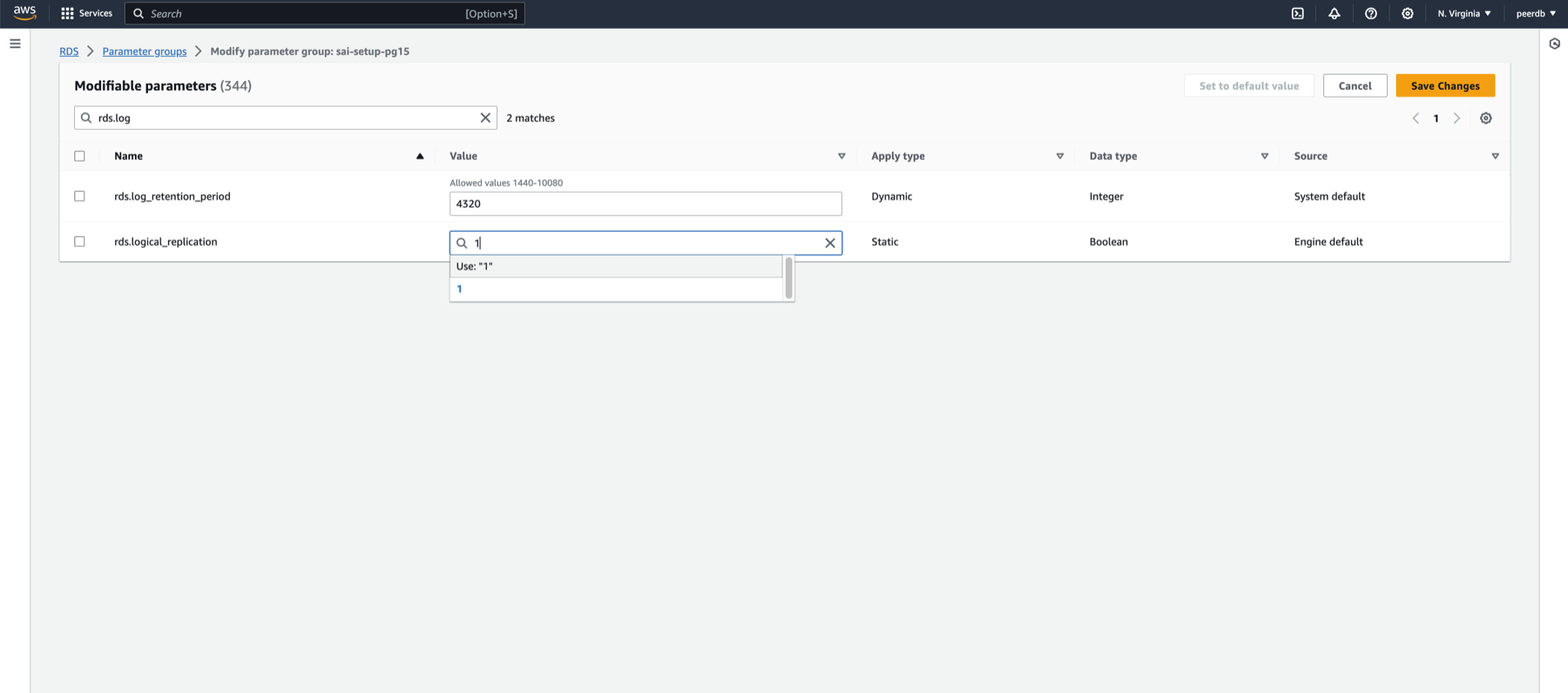 Changing rds.logical_replication